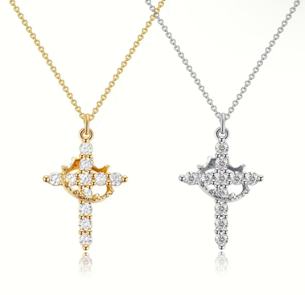 „Crowned Light“ - 925 Silver Kreuz Kette mit Krone