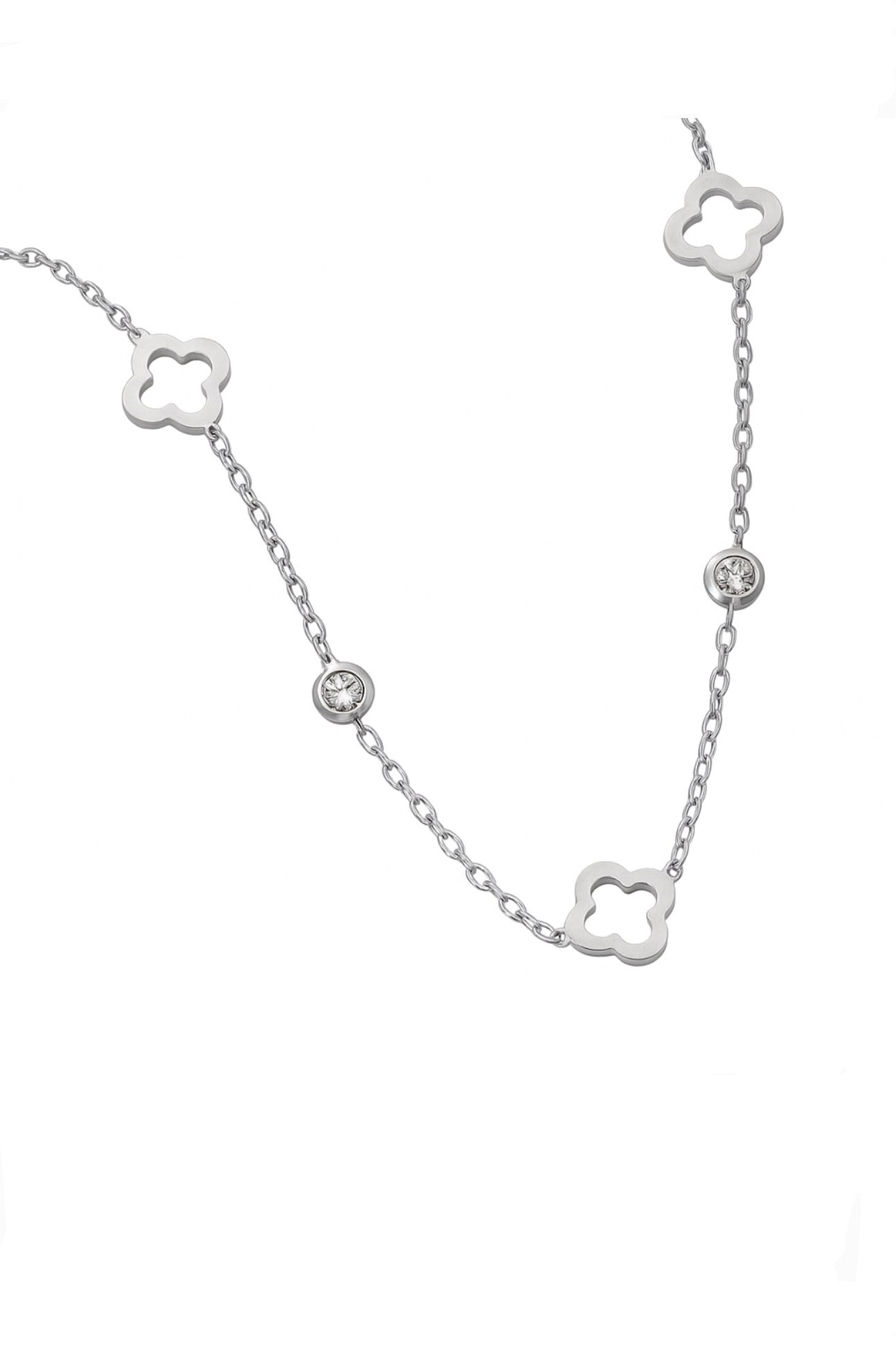 Kleeblatt-Kette mit Glanzsteinen