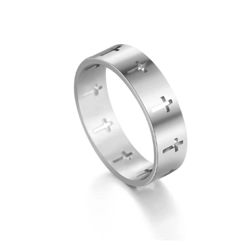 „FaithCut“ - Edelstahlring mit Kreuz-Cut-Out”