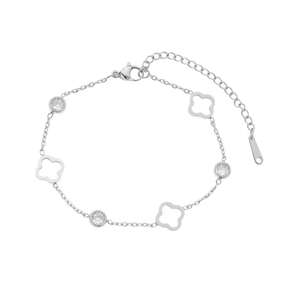 Kleeblatt-Armband mit Glanzsteinen