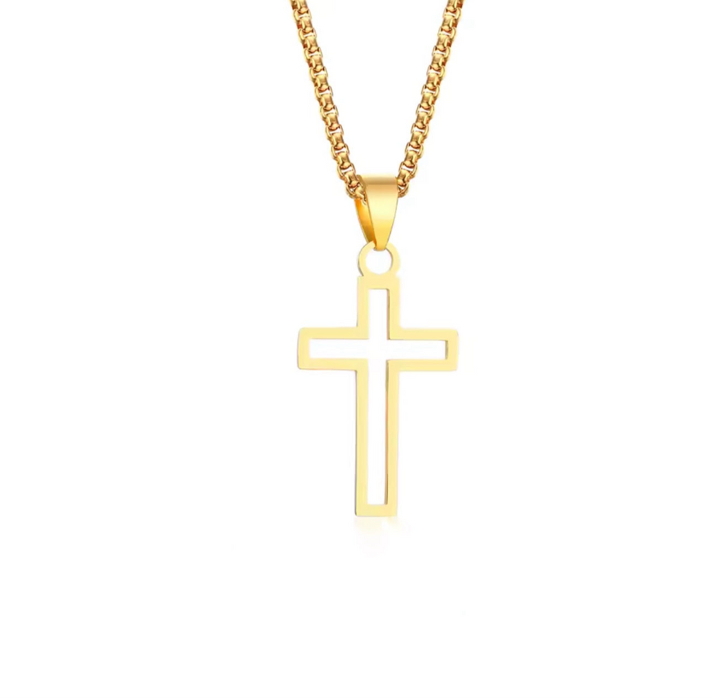 Edelstahl-Kette mit Kreuz-Anhänger