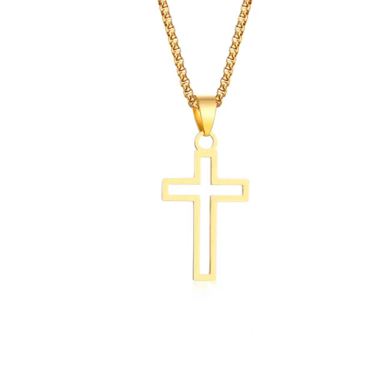 Edelstahl-Kette mit Kreuz-Anhänger