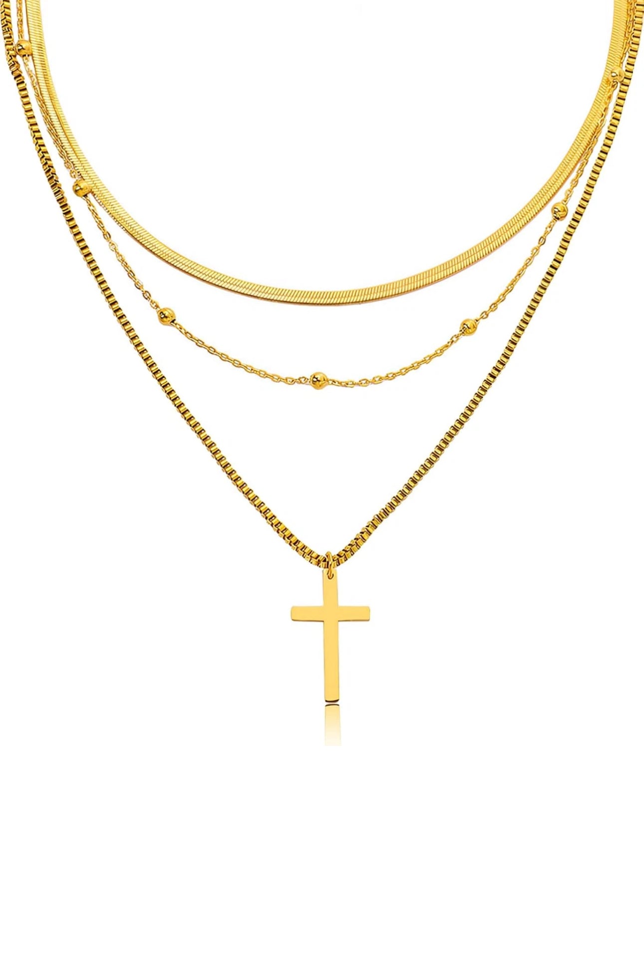 “Trinity Layers” - Multilayer Kreuz Kette